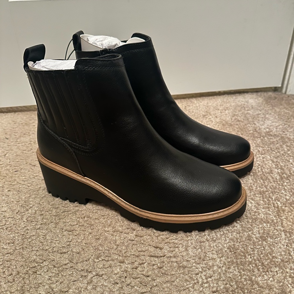 MIA Black Ankle Boots with Tan Trim